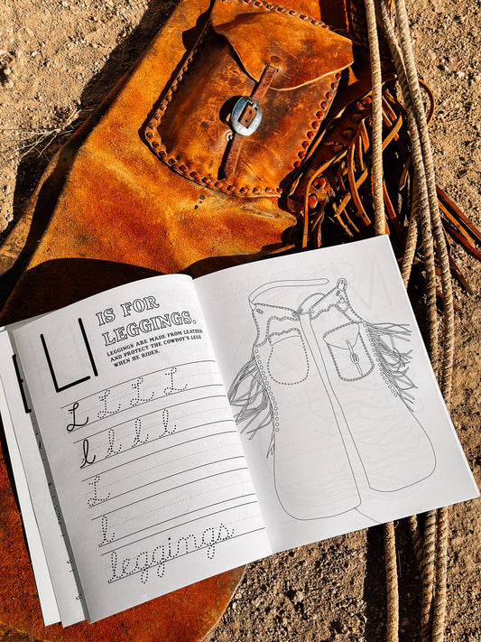Inside page of ranching cursive workbook